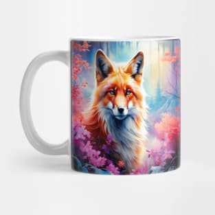 Red Fox with Flowers and Forests Mug